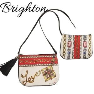 Nwt Brighton Love Glitter & Go Multi-Color Canvas Style Shoulder/Cross Bag